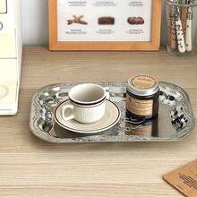 1 Khay đựng đồ trang sức bằng thép không gỉ hình hoa - Thiết kế cổ điển thanh lịch cho bữa tối trong nhà/ngoài trời, cắm trại, dã ngoại & tiệc tùng - Bộ đồ ăn thanh lịch đựng trái cây, món khai vị, món tráng miệng, khay đựng cá để trang trí - Bạc - Xem 7