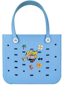 Solid Color Large-Capacity Women's Beach Bag, Multiple Colors Available, Waterproof Open Design, Easy To Clean, EVA Oversized Handbag Tote Bag, Fashionable Shopping Bag, Multi-Functional Holiday Travel Bag, Shoulder Tote Bag, Oversized, Medium, Small Size For You To Choose (Including A Set Of Drop Plastic Decorations) - 彩色 - 查看 21