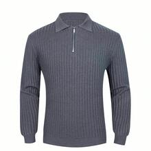 Men's Quarter-Zip Rib-Knit Pullover Sweater, Soft Casual Knit Top For Autumn & Winter - Xám - Xem 13