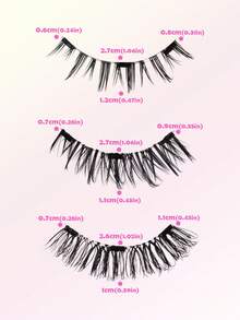 MAGEFY 3对CC卷翘磁性假睫毛套装/10对尖尾卡通黑色图案自然款假睫毛，含磁性夹子，混合款式，无需胶水，自然逼真，可重复使用，7-12mm仿貂毛假睫毛，适合日常佩戴，防水，卡通风格，外眼角加长设计，放大双眼，纤长纤细，是旅行、海滩度假、露营的理想之选。 - 自然纖長款 - 查看 8