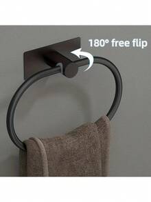 180° Rotating Stainless Steel Towel Rack - No Drilling Wall Mounted Bathroom And Kitchen Storage Organizer, Space-Saving Square Design Fits RV, Tile, Wood, Glass And Metal Surfaces, Bathroom Towel Holder | Modern Towel Rack | Durable Wall Mount, Bathroom Towel Bar, Wall Mounted Storage, Space-Saving Solution, Minimalist Design, Modern Organizer, Sturdy Wall Mounting, Rust-Resistant Material, Flip-Up Design, No-Drill Rack, Small Space Living - Multicolor - View 2