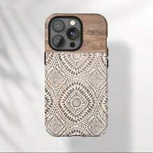 Retro Brown & White Striped 2-In-1 Matte Finish Phone Case, Compatible With IPhone 17, 16, 15, 14, 13, 12, 11, PRO MAX, PLUS And Other Models - Multicolor - View 1