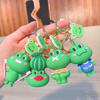 1 pieza Llavero colgante de rana croante creativa, muñeco de peluche de pareja, llavero de coche, accesorio para bolso