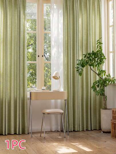 1 pieza Cortina de lino transparente de estilo japonés clásico, cortina de ventana semitransparente de color matcha, cortina cómoda para la sala de estar, diseño de bolsillo para varilla, cortina para dormitorio, tela de 175 g/m²