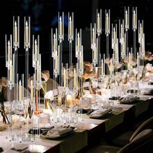 6Pcs 8 Arm Clear Acrylic Candelabra For Wedding Table Centerpiece,38.5 Inches Tall Candelabra With Acrylic Shade For Anniversary,Christmas,Valentine's Day Party Table Fireplace Home Decor(Not Include LED Candles) - 透明燭台 - 查看 6
