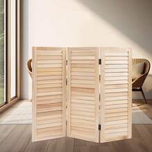 HOHOBLA 3 Panel Wood Short Window Room Divider 35.4" W X 31.9" H, Double Sided Folding Screen Divider For Room Separation, Raw Wood [US STOCK, Christmas Gift] - Wood Color - View 8