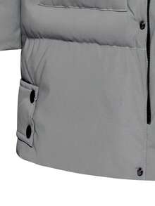 Hidkat 男士加厚长款羽绒服，冬季外套，休闲连帽卫衣，复古街头风，乡村嘻哈风，户外运动，健身穿搭，拉链口袋，舒适保暖，冬季必备，徒步，露营，男友风 - 灰色 - 查看 7