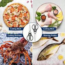 1 Piece Of Multifunctional Kitchen Scissors In Black, With A Non Slip Soft Rubber Handle That Conforms To Ergonomics, Used For Chicken Segmentation, Fish Bone Cutting, Vegetable Shredding, And Food Packaging - màu đen - Xem 2