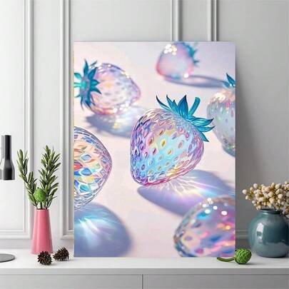 | 5D DIY钻石画 | 梦幻水晶疗愈草莓墙面艺术钻石画，适合成人，粉色圣诞手工画作墙面装饰。DIY马赛克套装，放松身心的钻石画，锻炼DIY技能和专注力，最佳DIY节日礼物。