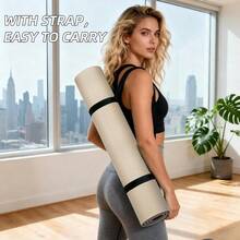 ILILI Yoga Mat 10mm Extra Thick And 193cm Extra Long 76x28*0.4 Inch Double Color NonSlip TPE Material Easy Carrying With Strap Ideal For Yoga Pilates Floor Exercise Home And Outdoor Use  Friendly - 米棕色 - 查看 5