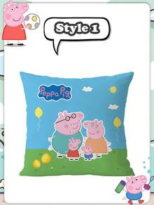 Peppa Pig Theme Piglet Picture Pillowcase, Happy Home Cartoon Cute Pillowcase, Car Restaurant Cushion Cover - Multicolor - View 12