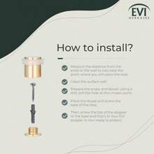 EVI Paquete de 2 topes de puerta 25 x 27 mm Base roscada Goma de silicona natural blanca Latón acabado mate Incluye tornillo + tapón de fijación Modelo I-180-CB - GomablancaLatnMate - Ver 5