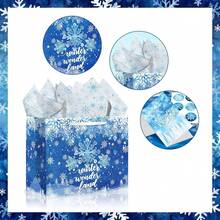 ROARING GOOD TIME RGT Large Frozen Gift Bag Snowflake Winter Birthday Favors Bags With Greeting Card Tissue Paper Frozen Snowflake Wrapping Paper Bags For Kids Birthday Gender Reveal Party Supplies - Multicolor - View 5