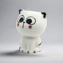 1/4Pcs White Ceramic Cat Flowerpot Vase, Mini Cat Cartoon Cute Potted Plant, Home Office Desktop Potted Plant DIY Desk Decoration School Gift ﻿Decorative Tube Decorative Tube Home Decor Room Decor Flower Vase Glass Vase - White - View 15