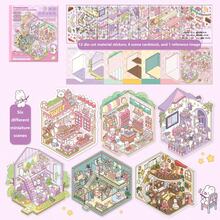 3D Stereoscopic Scene Sticker Set, Cute Pet DIY Decorative Stickers, Cartoon House Building Landscape Stickers, Children's Scrapbook Craft Supplies, Suitable For Boys And Girls - Multicolor - View 10