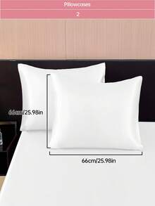 2pcs Premium Silky Satin Envelope Pillowcases Set, Soft Breatheable Wrink-Free Better For Hair Skin Sleep, Pillow Covers Without Filling, Machine Washable, Oeko-Tex Certified, White - White - View 10