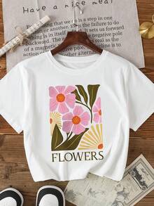 Casual Solid Color Round Neck Short Sleeve T-Shirt, Versatile - White - View 1