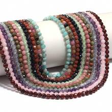 约90颗4毫米天然石雕珠，适合珠宝制作 - 包括粉晶 - DIY优雅手链项链 - 高品质珠宝配件，女士礼物 - 彩色 - 查看 4