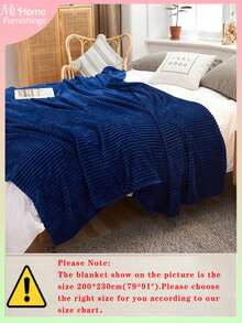 1pc Deep Blue Ultra-Soft Flannel Blanket, Multiple Colors Available, Minimalist Fashion Home Decor, Bedroom Boys Girls Student Dorm Bedding Winter Sofa Nap Blanket, Perfect Choice For Multi-Functional Blanket And Office Nap Blanket. Valentine's Day Gift Blanket. Suitable For Bedroom, Office, Camping, Home Decor, Etc. No Filling, Machine Washable - Royal Blue - View 4