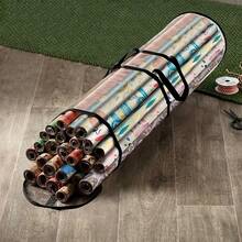 PVC Gift Wrapping Storage Box - Round Multi-Functional Wrapping Paper Roll Holder, Holds 24 Rolls Of 30-Inch Paper, Features Double Handles And A Secure Closure, Perfect For Christmas, Halloween, And Holiday Gifts.