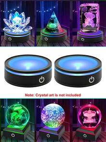 1pc Modern 3D Glass Ball LED Base, Touch Color Changing LED Display Stand - USB/Battery Powered, Decorative Atmosphere For Liquor, Suitable For 3D Crystal Photos, Glass, Acrylic Or Transparent/Translucent Materials, Party, Room, Office Decoration - Multicolor - View 2