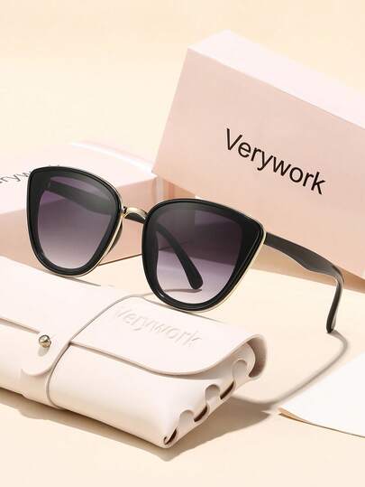  Verywork 1 chiếc gọng mắt mèo, tròng kính ombre, kiểu dáng cổ điển, thanh lịch, sang trọng, thiết kế thương hiệu thời trang sàn diễn dành cho nữ, thích hợp cho kỳ nghỉ biển nhiệt đới, buổi hòa nhạc, đám cưới, kỳ nghỉ hè, đi chơi, phụ kiện thời trang.