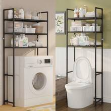 1件浴室收纳架，2/3层马桶架，洗衣机架，黑色，浴室整理架，节省空间的家用收纳架 - 黑色 - 查看 1