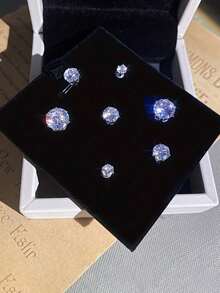 1 Pair Magnetic Stud Earrings, Suitable For Non-Pierced Ears, Clip-On Design, Cubic Zirconia Inlaid - Multicolor - View 2