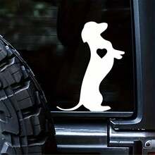 Dachshund Heart Shape Silhouette Vinyl Sticker For Car, Truck, Laptop, 6 Inch/15.3cm White Reflective Carving Decal, Stickers, Wall Decal, Vinyl Decal For Home Decorations, Spring Decoration Items Refresh Your Home, Rama Decoration Stickers Gifts Birthday Graduation