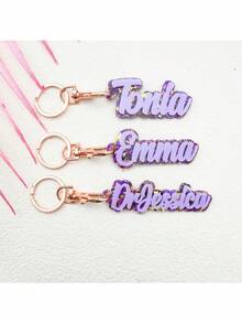 Personalized Name And Date Keychain - Women's Custom Birthday/Anniversary Gift, Elegant Blue And Rose Gold Decor - Durable Acrylic Keychain With Key Ring - Backpack, Wallet Charm - Anniversary, Birthday Gift For Her, Wife, Girlfriend - Personalized Text Memento, Backpack Decor, Shiny Design, High-Quality Surface Finish, Couple Accessory