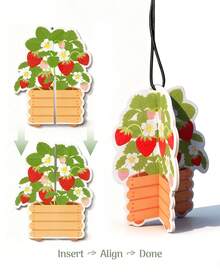 Car Air Freshener - 3D Flower Basket Strawberry Scent Car Accessories Cute Automotive Interior Hanging Fragrance Decor Gifts - 草莓 - 查看 2