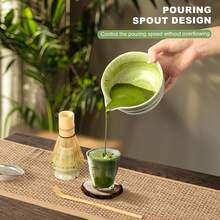 Matcha Whisk Set,Ceramic Matcha Kit Set Includes With Spout, Whisk,Holder,Bamboo Scoop Sifter,5 Pcs Matcha Tea Kit Matcha Lovers, Ideal Gift , Birthday (Green) - màu xanh lá - Xem 2