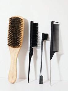 Hair Styling Comb Beard Brush Set For Men'sBeauty-Edge&Back Brushing, Combing, Slicking Hair ForWomen,Hair Brush,Comb,Hair Tools,Hair Products AndAccessories For Barber Salon Beauty Travel Essentials - Multicolor - View 8