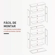 HOMCOM Estantería para CDs y DVDs Soportes para CD Estrechos con 8 Compartimentos Estantes Ajustables para Salón Oficina 58x24x126,3 cm - Blanco - Ver 5
