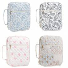 1pc Quilted Cotton Large Capacity Handbag, Book/Document Storage Organizer, Student Portable Carry Bag - Multicolor - View 1