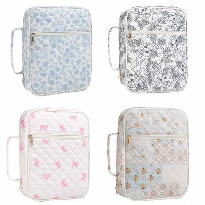 1 szt. pikowana bawełniana torba o dużej pojemności, organizer do przechowywania książek/dokumentów, przenośna torba studencka