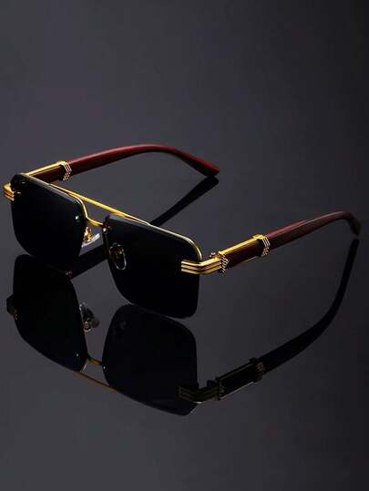 1pc Classic Minimalist Dual Bridge Aviator Frame Stylish Decorative Fashion Fashion Glasses, Versatile For Women And Men, Chic Street Style High-End Fashion Glasses