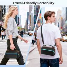 حقيبة تخزين سعة كبيرة لجهاز ، تصميم محمول وعبر الجسم مع حزام قابل للفصل، تخزين مقسم للمقابض وخراطيش الألعاب والشواحن وسماعات الأذن والملحقات الأخرى، متينة وقوية ل- / OLED/ 2 - الأسود - مشاهدة 7