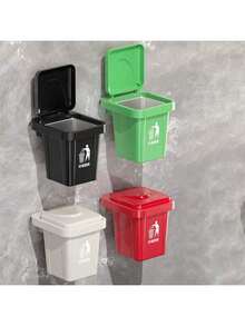 Conjunto de 2 lixeiras de parede em aço inoxidável com tampa, cinzeiro e organizador para banheiro. Evita que as cinzas se espalhem. - Multicolorido - Ver 2