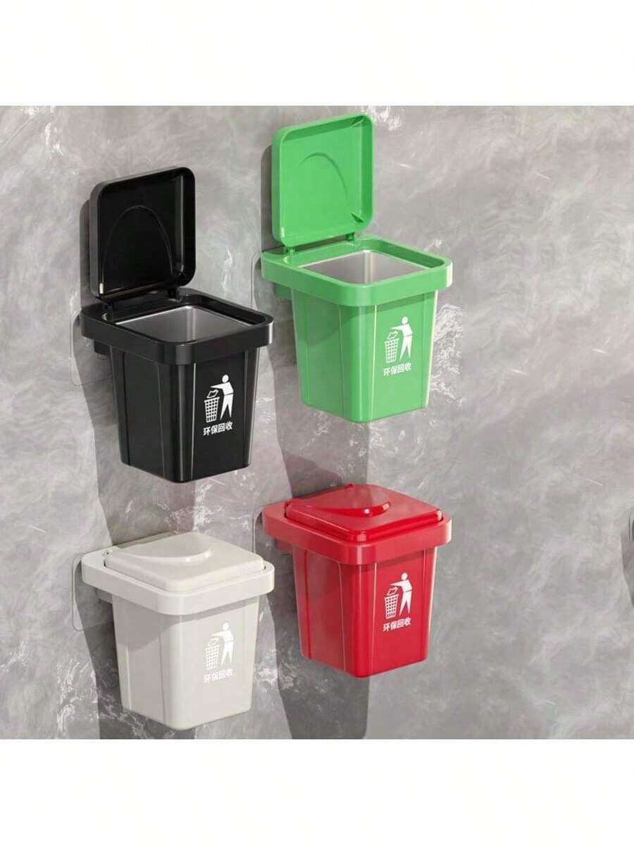 Conjunto de 2 lixeiras de parede em aço inoxidável com tampa, cinzeiro e organizador para banheiro. Evita que as cinzas se espalhem.