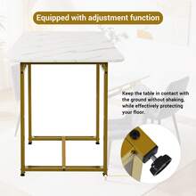 Lightweight Luxury Dining Table 120 X 70 Cm (1 Piece), Metal Frame, Rectangular Table, Modern Kitchen Table With Metal Legs For Dining Room/Living Room, Gold Table Legs - White - View 7