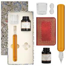 Glass Dipped Crystal Calligraphy Pen Set With 1 Colorful India Ink, 1 Pen Holder, 1 Cleaning Cup, 1 Mini Notebook,Ink Drip Tool, Signatures, Drawing, Decoration Kits For Beginners