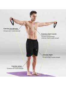 1根阻力带健身拉绳，家用弹力阻力带，力量训练瑜伽运动器材 - 彩色 - 查看 5