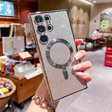 Ốp lưng từ tính lấp lánh sang trọng cho Galaxy S24 S23 S22 S25 Ultra Plus S25 FE, hỗ trợ sạc không dây, tương thích với các dòng A05 A15 A35 A25 A14 A17 A24 A34 A54 A26 A36 A16 A06 A25 5G, chất liệu TPU cao cấp, thích hợp làm quà tặng cho cả nam và nữ. - Vàng - Xem 3