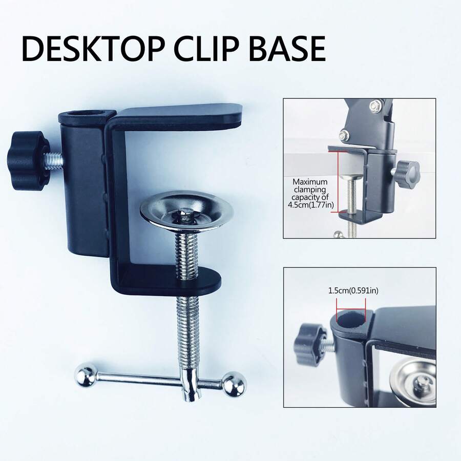 Metal Desk Clamp For Microphone Suspension Boom Scissor Arm Stand Holder Mic Boom Arm Clamp Table C Clip For Desktop - Black - View 1