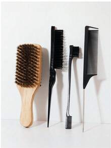 Hair Styling Comb Beard Brush Set For Men'sBeauty-Edge&Back Brushing, Combing, Slicking Hair ForWomen,Hair Brush,Comb,Hair Tools,Hair Products AndAccessories For Barber Salon Beauty Travel Essentials - Multicolor - View 9