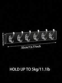12pcs/6pcs/2pcs/1pc Transparent 6-Hook Adhesive Door Hooks, Bathroom Storage Hooks, Home Door Hangers, Wall Hooks, Kitchen Organizer Hanging Hooks, Bedroom Clothes Hanger Rack, Suitable For Tile And Smooth Wall Surfaces, No Drilling Required - Transparent - View 3