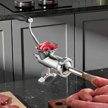 Manual Meat Grinder, 304 Stainless Steel Hand Meat Grinder With Steel Table Clamp, Meat Mincer Sausage Maker & 2 Cutting Plates, Cookie Attachment, Sausage Tube For Beef Pepper Mushroom Cookie - Bạc - Xem 1