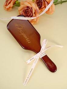 Personalized Wooden Hair Brush With Customizable Back - Add Any Text, Name, Or Message You Want | Unique "Eternal Charm" Design, Perfect For Gifting, Bridal Use, Or Daily Styling | Exclusive Custom-Made Edition Now Available - Mocha Brown - View 1