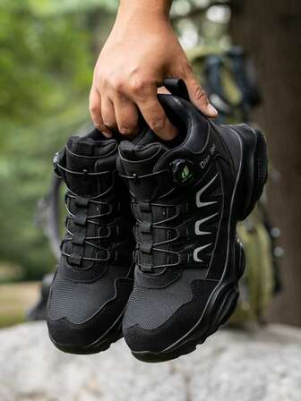 1 Pair Men's Anti-Slip, Anti-Crush, Anti-Puncture Breathable Lightweight Sports Work Shoes, Rotary Button Steel Toe Cap, Soft Sole Anti-Slip, Anti-Crush, Anti-Puncture, Comfortable, Suitable For Hiking